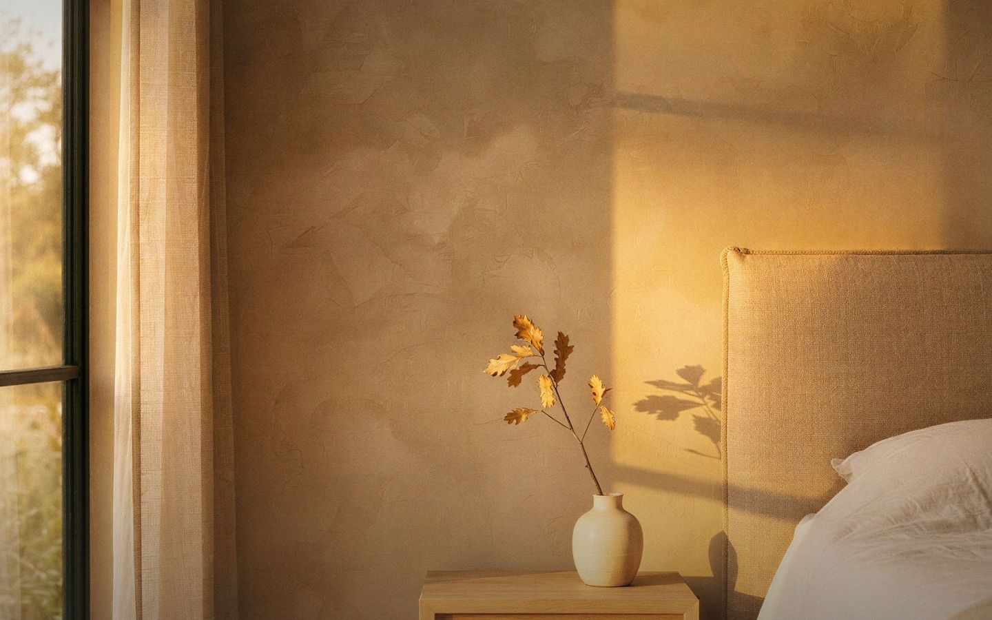 The same wall in warm evening light